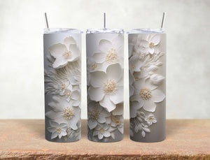 3D White Cherry Blossom Flower - 20 oz Tumbler