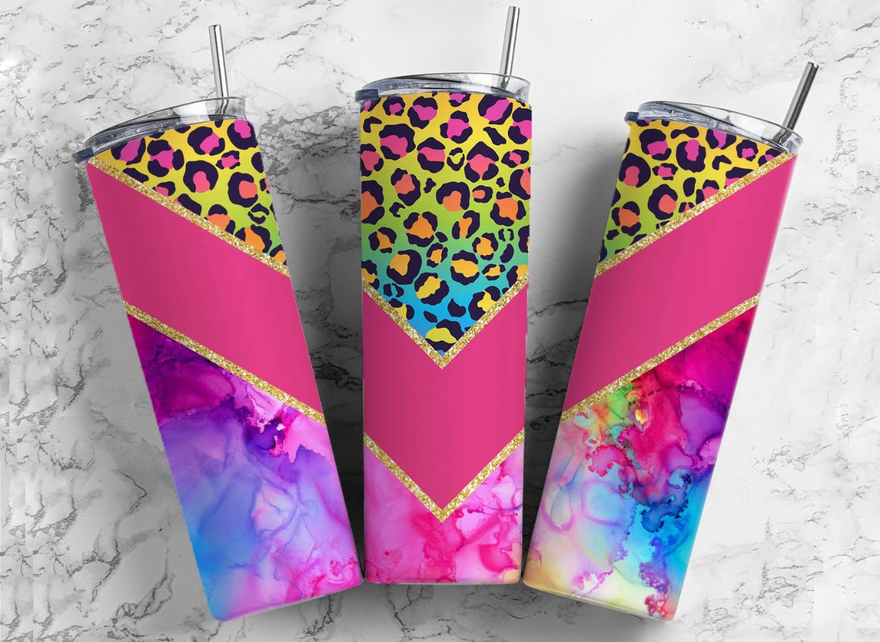 Rainbow Leopard VSplit - 20 oz Tumbler