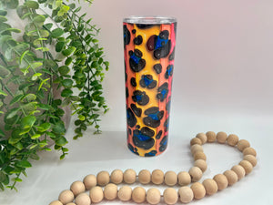 Rainbow Leopard Puff - 20 oz Tumbler