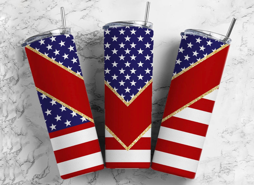 Red White & Blue Flag V Split - 20 oz Tumbler