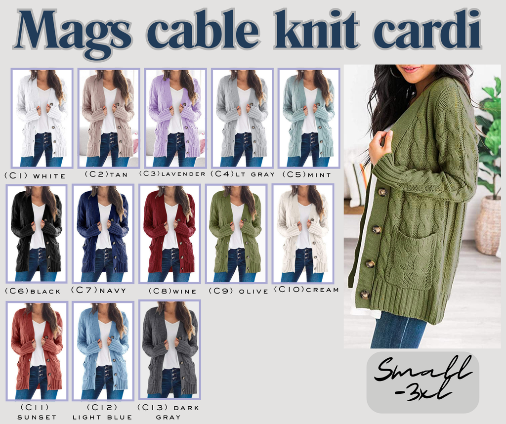 PREORDER: MAGS CABLE KNIT CARDI 11.24.25 OSYM