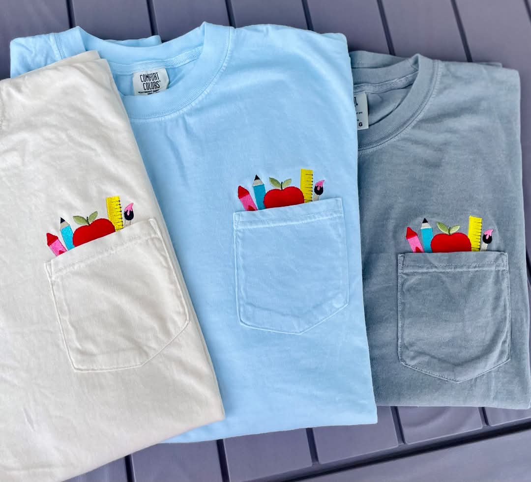 Teacher embroidered pocket BLUE