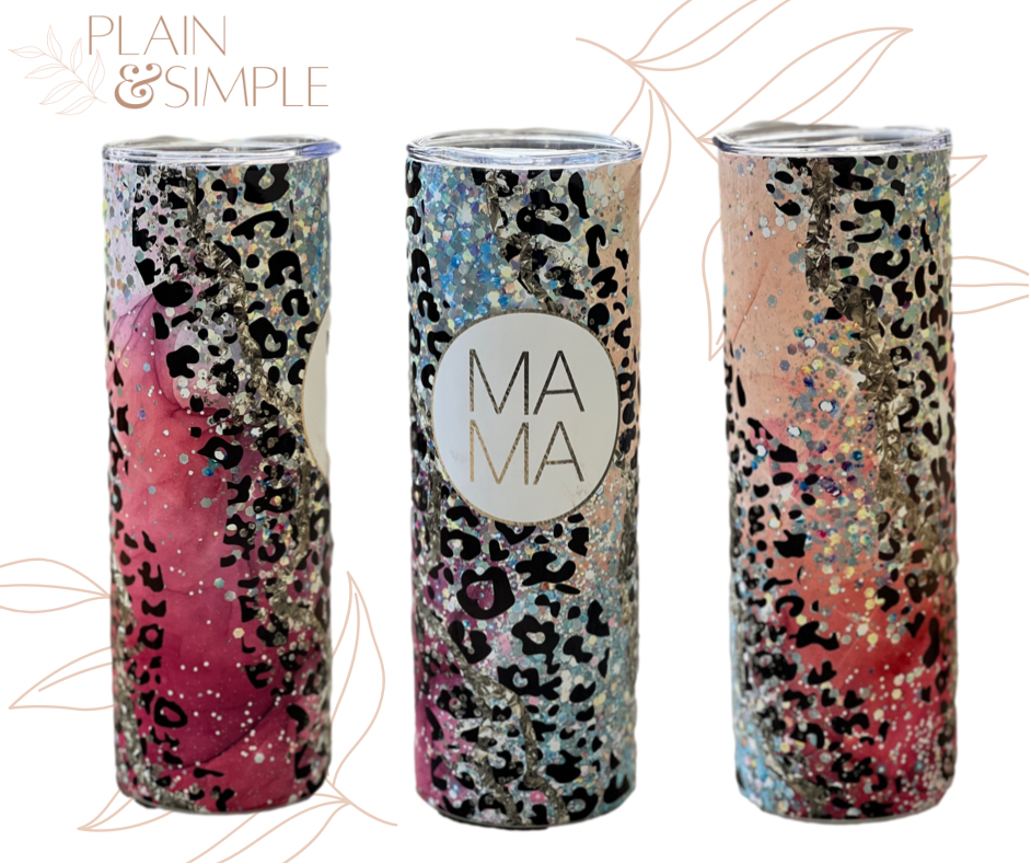 Mama Tie Dye Glitter Leopard - 20 oz Tumbler