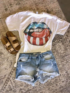 Patriotic Lips Bleached, RED OR BLUE